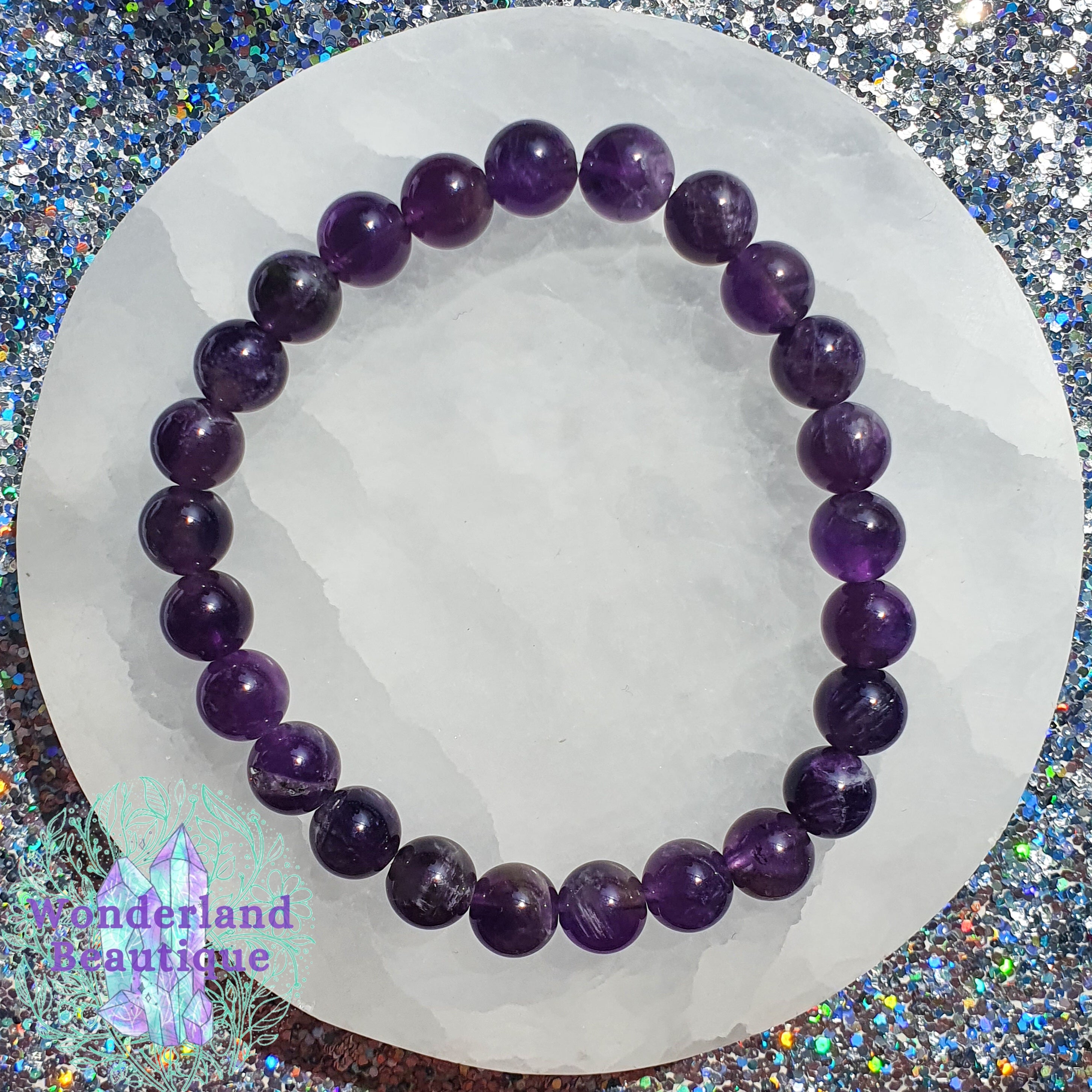 Amethyst Bead Bracelet 8mm