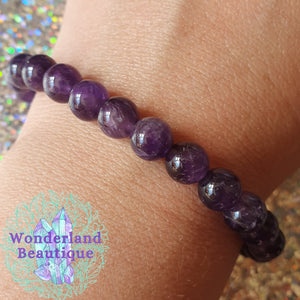 Amethyst Bead Bracelet 8mm