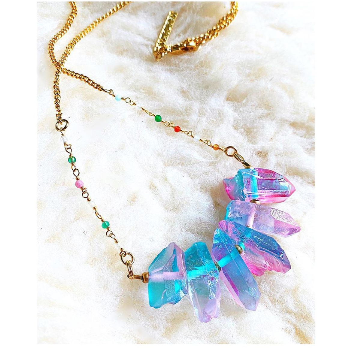 Aura Quartz Crystal Necklace.