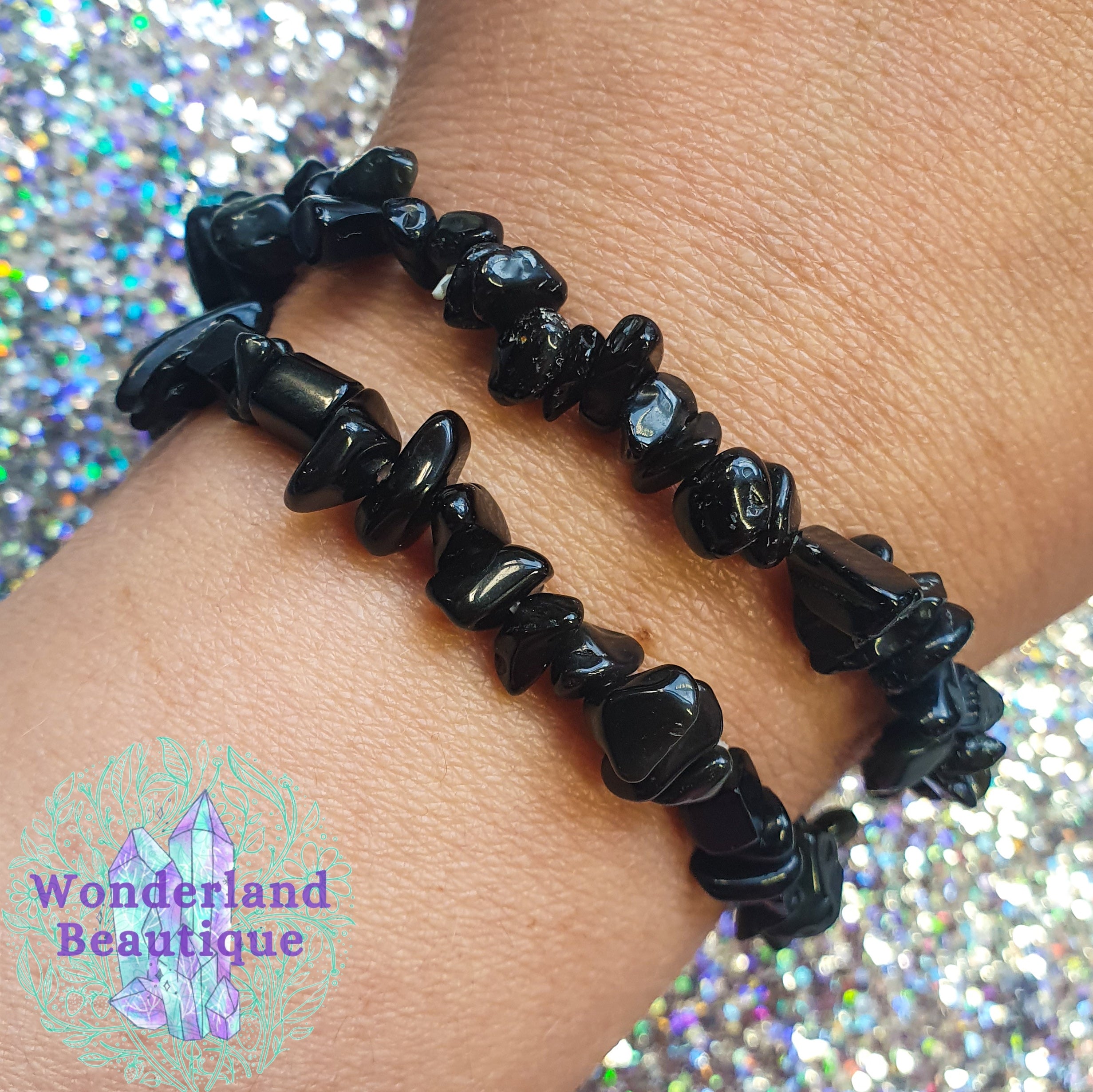 Black Obsidian Chip Bracelet