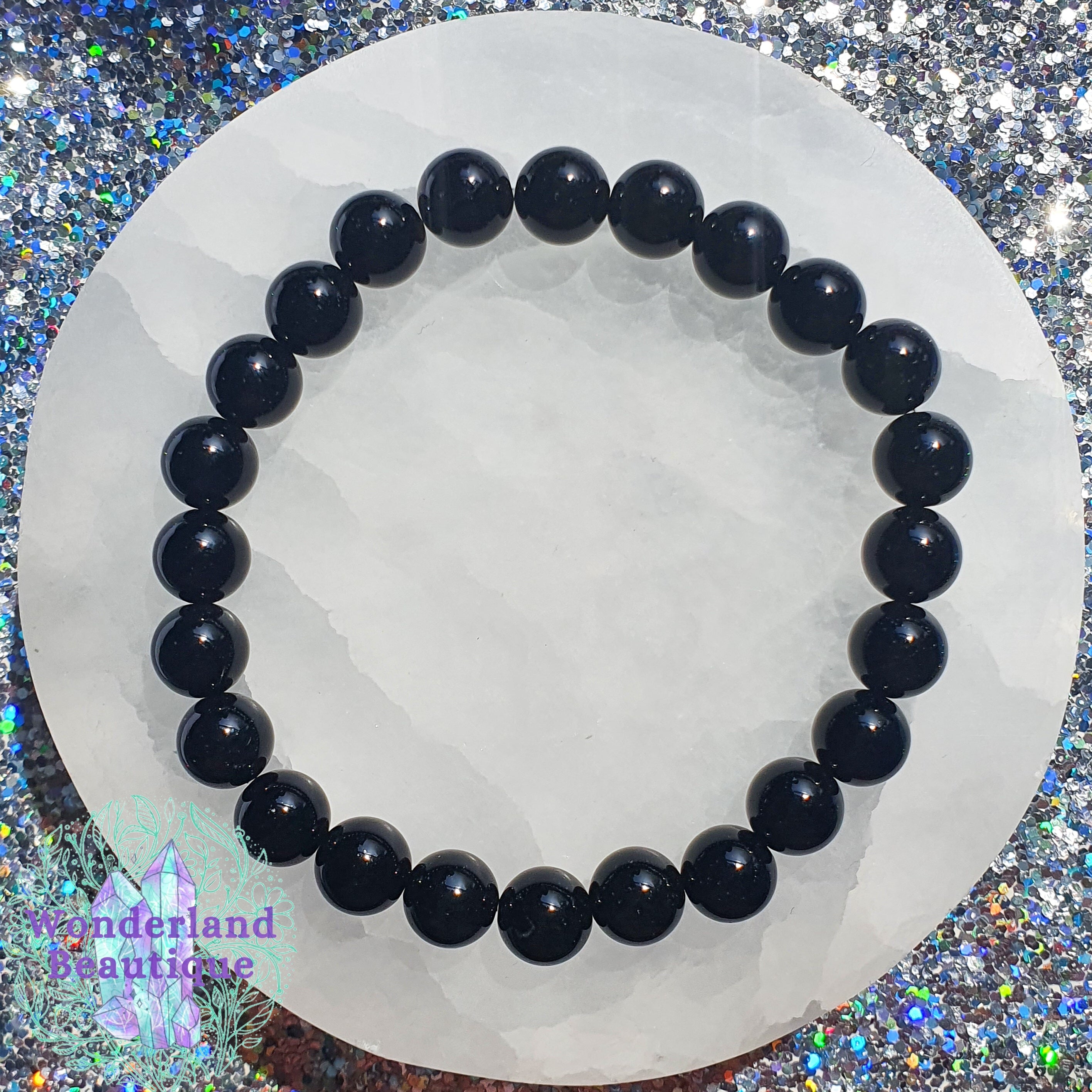 Black Onyx Bead Bracelet 8mm