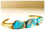 Load image into Gallery viewer, Wonderland Beautique - Blue Picture Jasper Crystal Cuff Bracelet
