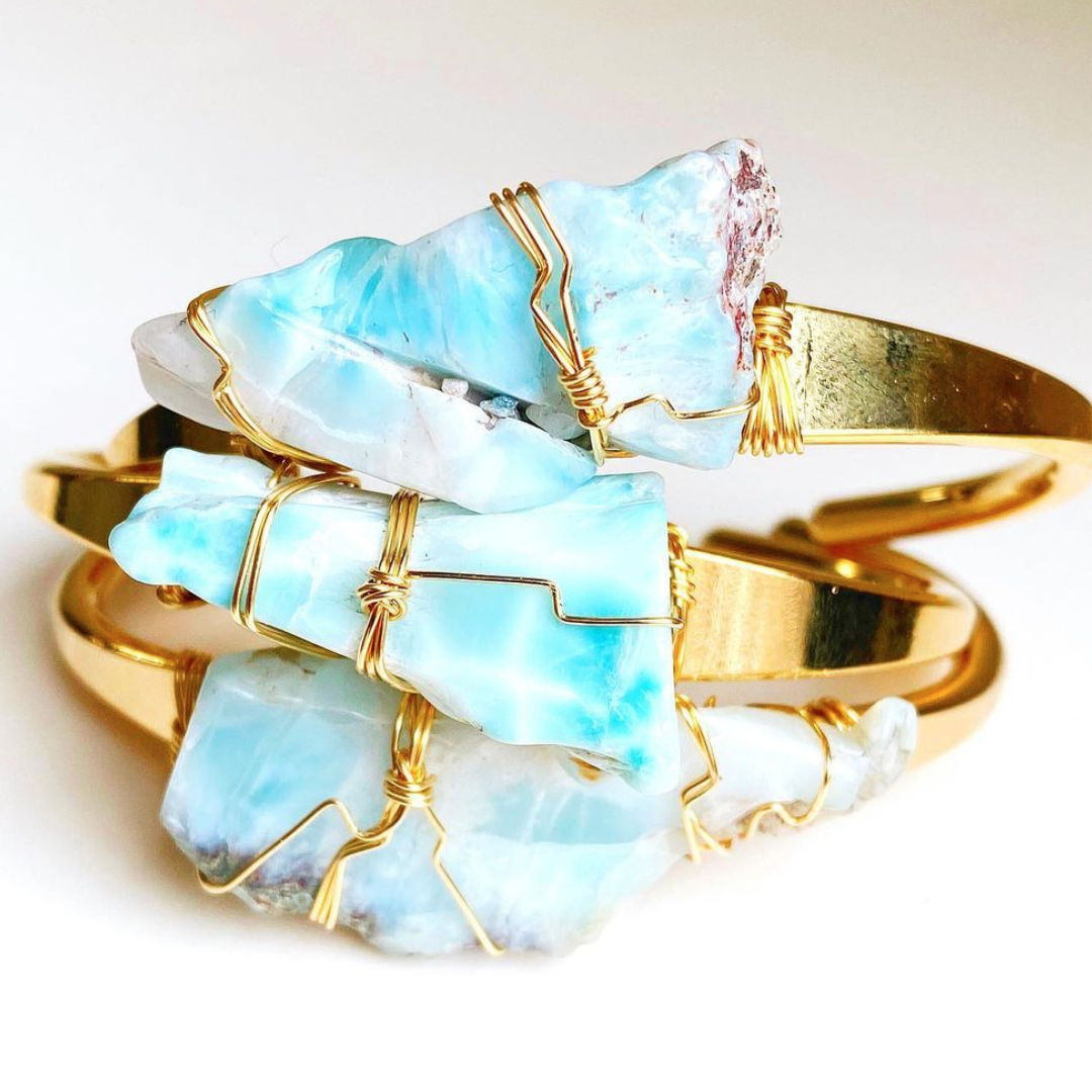 Wonderland Beautique - Larimar Crystal Cuff Bracelet