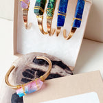 Load image into Gallery viewer, Wonderland Beautique - Pink/Blue Aura Quartz Crystal Cuff Bracelet
