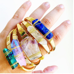 Load image into Gallery viewer, Wonderland Beautique - Pink/Blue Aura Quartz Crystal Cuff Bracelet
