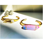 Load image into Gallery viewer, Wonderland Beautique - Pink/Blue Aura Quartz Crystal Cuff Bracelet
