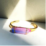 Load image into Gallery viewer, Wonderland Beautique - Pink/Blue Aura Quartz Crystal Cuff Bracelet
