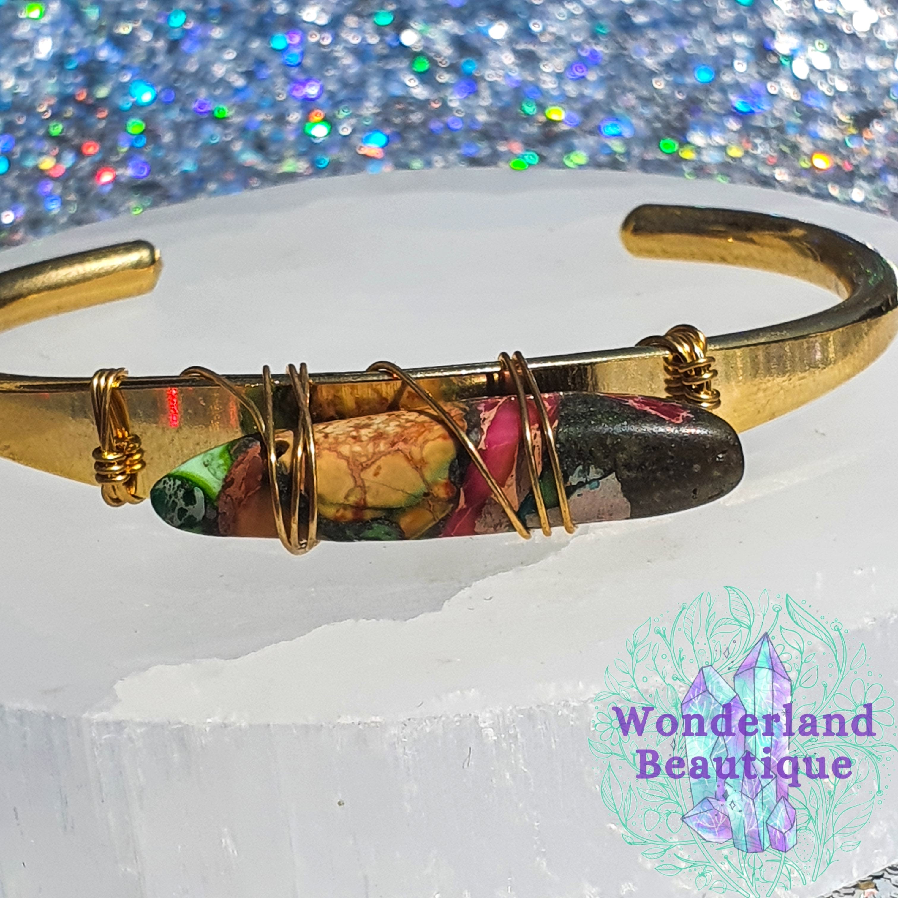 Wonderland Beautique - Picture Jasper Crystal Cuff Bracelet