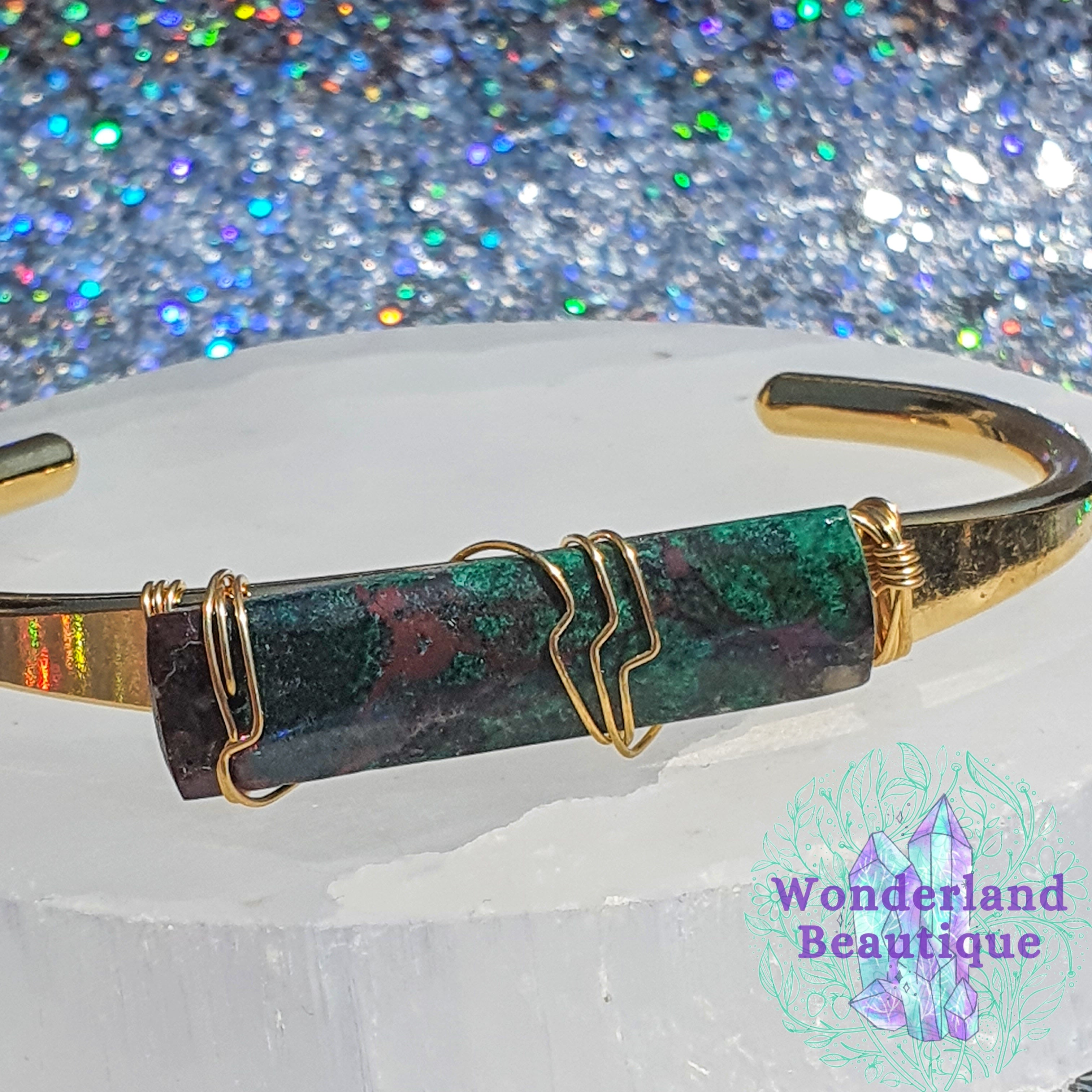 Wonderland Beautique - Malachite Crystal Cuff Bracelet