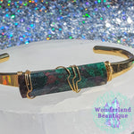 Load image into Gallery viewer, Wonderland Beautique - Malachite Crystal Cuff Bracelet
