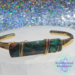 Load image into Gallery viewer, Wonderland Beautique - Malachite Crystal Cuff Bracelet
