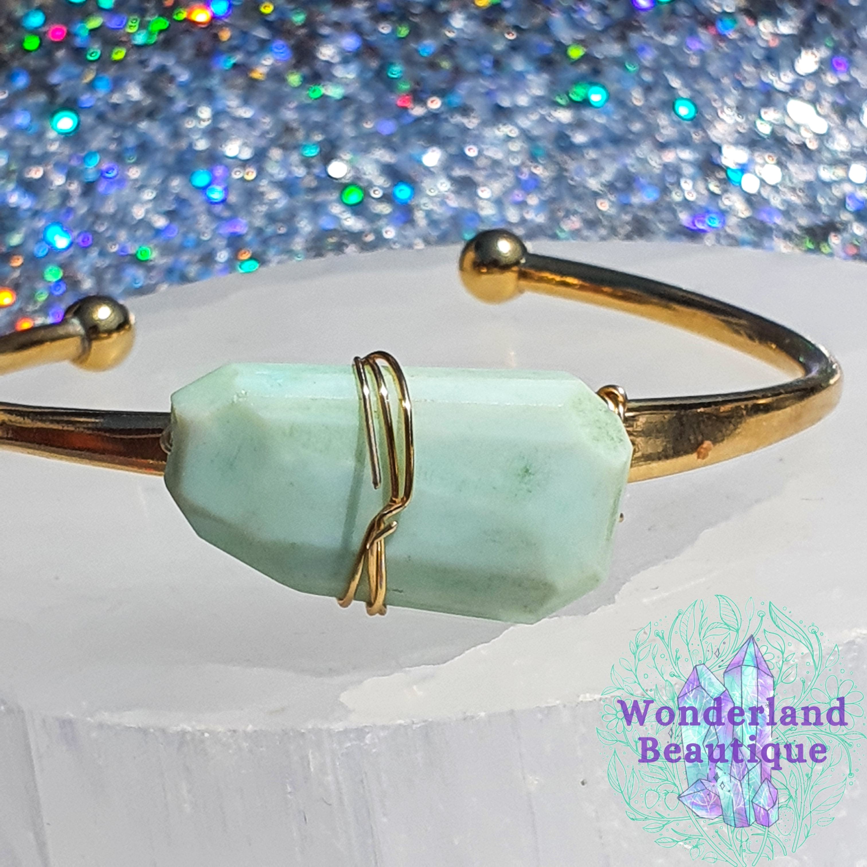 Mint Opal Crystal Cuff Bracelet