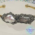 Load image into Gallery viewer, Wonderland Beautique - Pearl Quartz Cuff Bracelet
