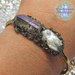 Load image into Gallery viewer, Wonderland Beautique - Pearl Quartz Cuff Bracelet
