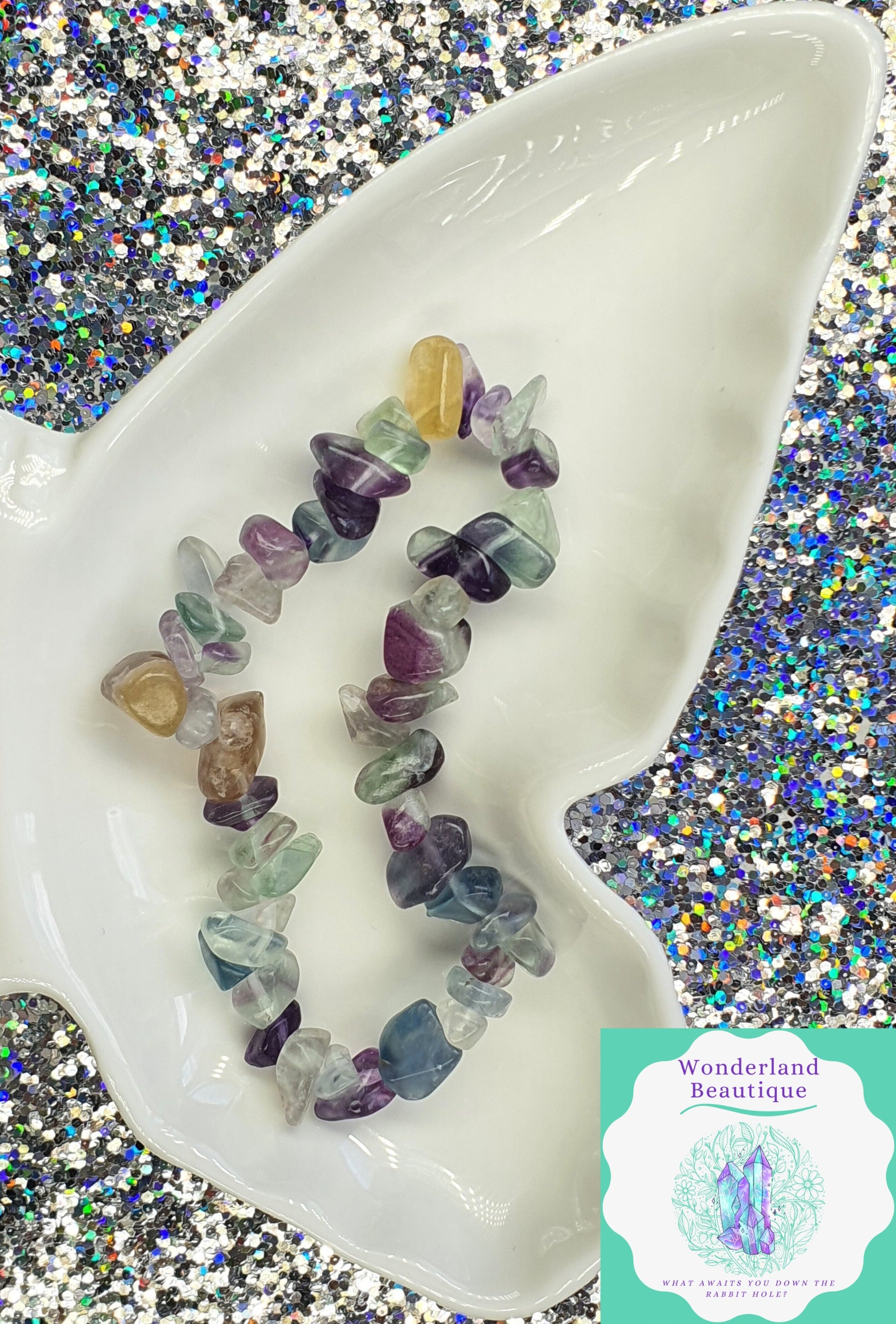 Wonderland Beautique - Rainbow Fluorite Chipped Bracelet