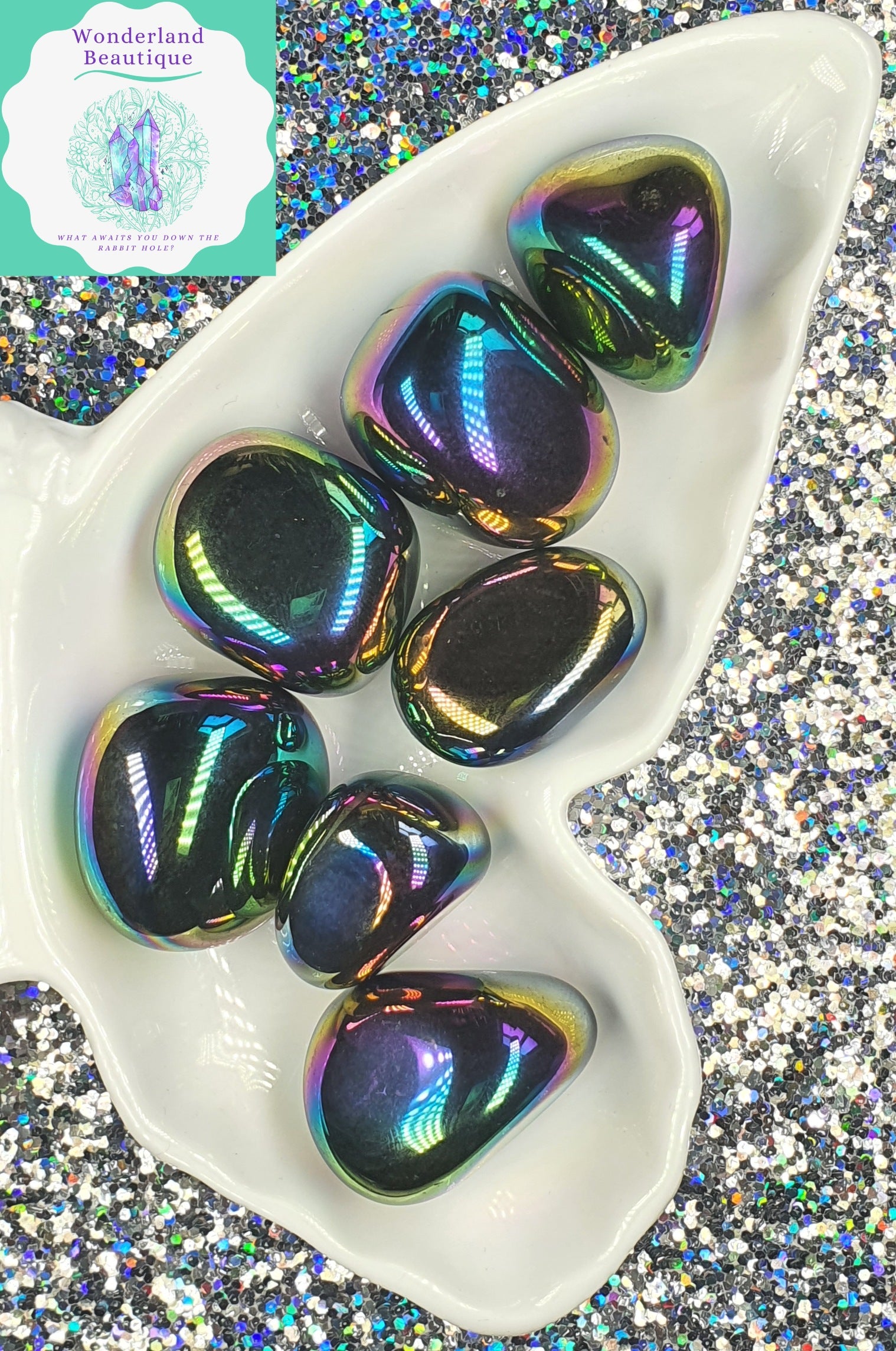 Wonderland Beautique - Titanium Aura Medium Tumblestone