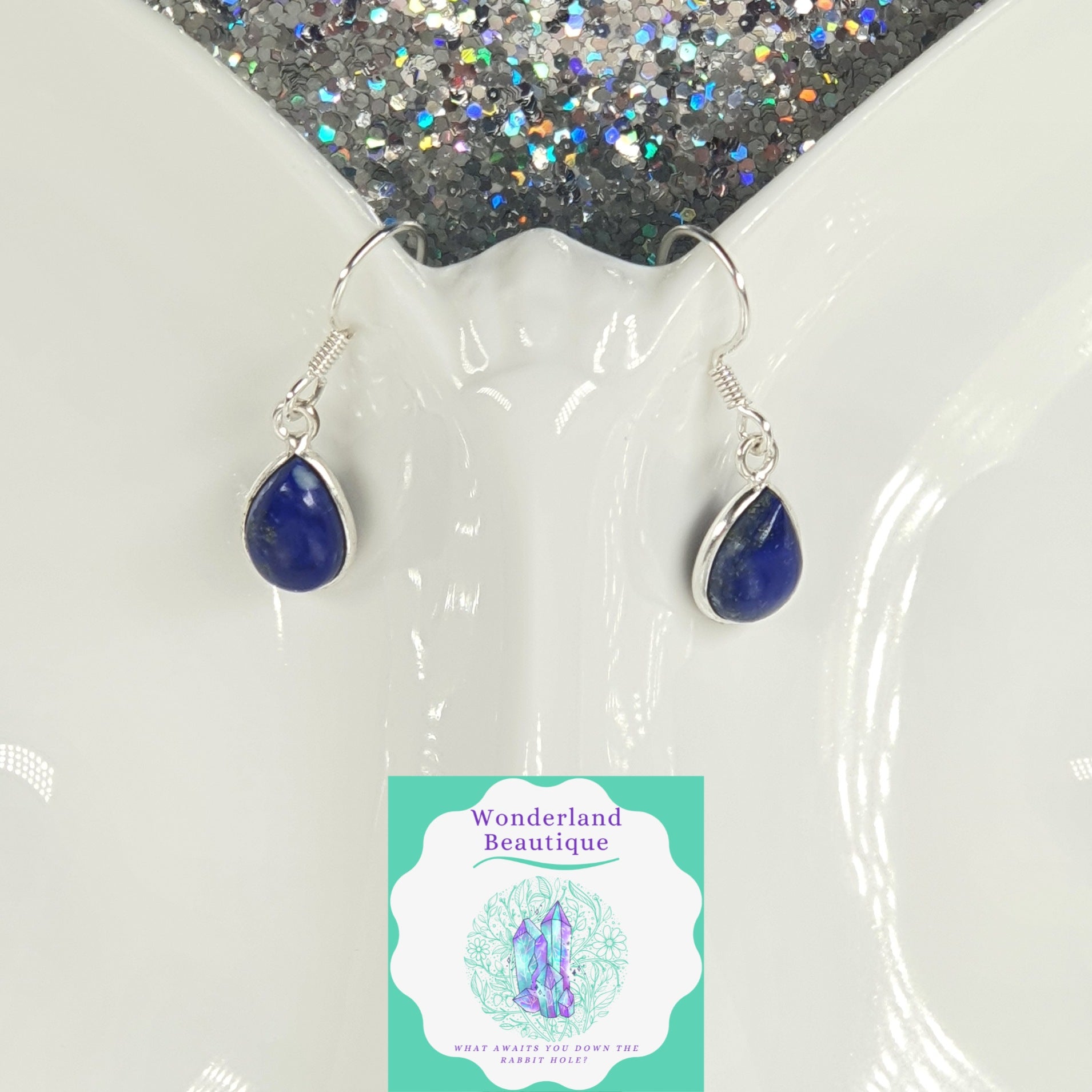 Wonderland Beautique - Teardrop Lapis Lazuli Earrings