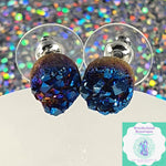 Load image into Gallery viewer, 8mm Round Rainbow Druzy Earstuds.
