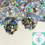 Load image into Gallery viewer, 8mm Round Rainbow Druzy Earstuds.
