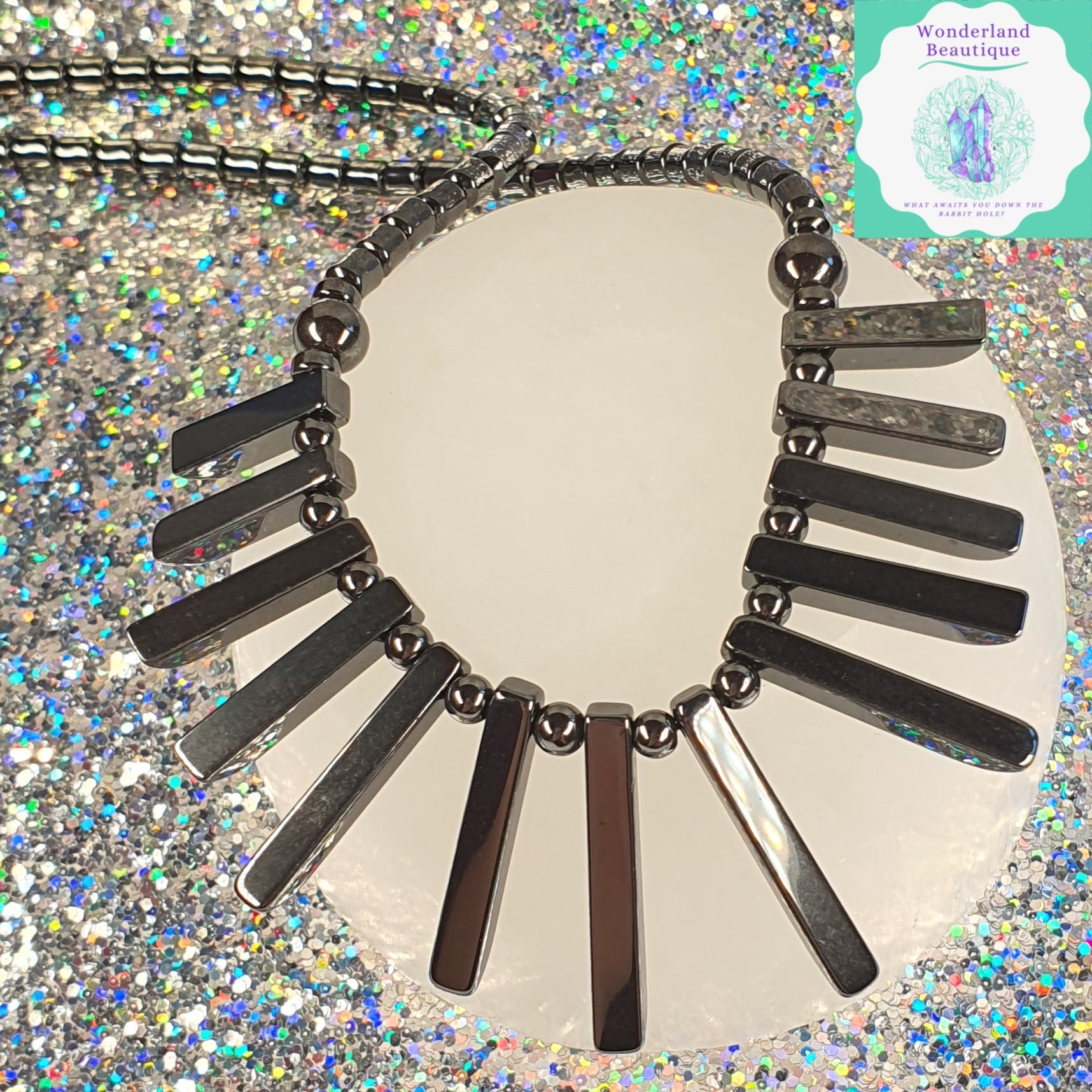 Wonderland Beautique - Hematite Combination Necklace 18"