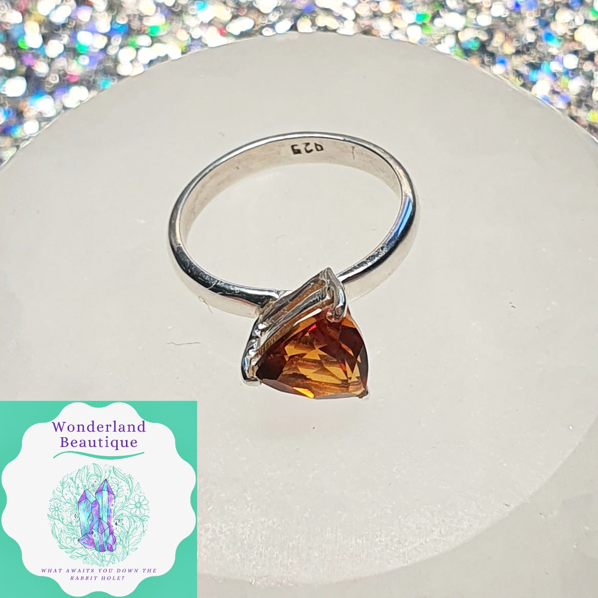 Wonderland Beautique - Brandy Citrine Triangle Facet Ring