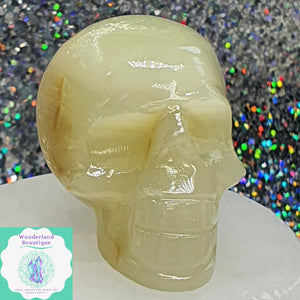 Wonderland Beautique - Green Calcite Skull