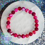 Load image into Gallery viewer, Faceted Pink Banded Agate Bead Bracelet 8mm
