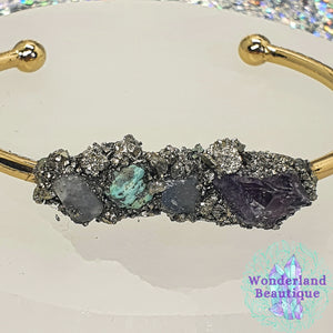 Wonderland Beautique - Raw Quad Stone Cuff Bracelet