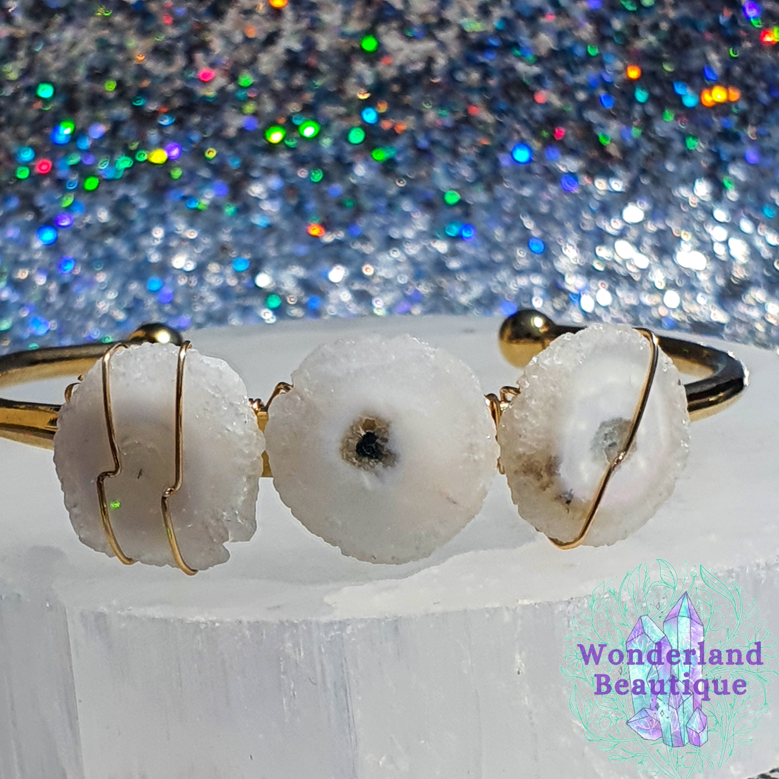 Solar Quartz Crystal Cuff Bracelet